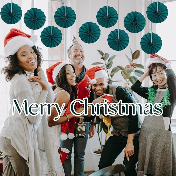 Green Birthday Decorations,DIY Green Paper Fans Hanging Decoration ,Party Supplies Party Fans 8in, Cactus Party Decorations,Wedding Graduation Events Accessories 30 Color DIY Set (Blackish Green)