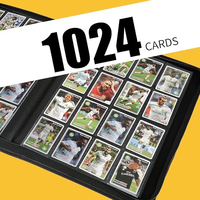Premium Ringless Trading Card Binder - 1024 Capacity, 16 Side-Loading Pockets per Page, Archival Quality Protection & Anti-Slip Spine for TCG, MTG, Sports Cards (Navy)