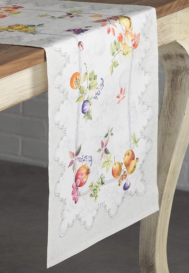 Maison d' Hermine Table Runner 100% Cotton Single Layer Table Runners 90 inches Long for Thanksgiving Christmas Decorations Home Kitchen Dining Party Wedding (Fruit D'Hiver, 14.5" x 90")