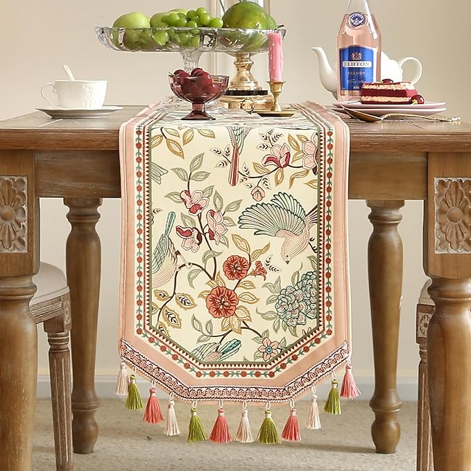 patdrea Velvet French Table Runner Farmhouse for Home Kitchen Dining Decor Parties Family Dinners Wedding 12"*71"