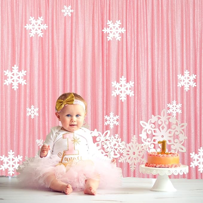 ShinyBeauty Sequin Backdrop 8ftx10ft Baby Pink Sequins Fabric Drapes Sparkle Backdrops for Photoshoot Glitter Curtain for Birthday Party Photography Background