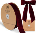Burgundy Velvet Ribbon 1.5'' 25 Yards for Christmas Tree, Gift Wrapping, Flower Bouquet, Wreath Decorations, Bow Making