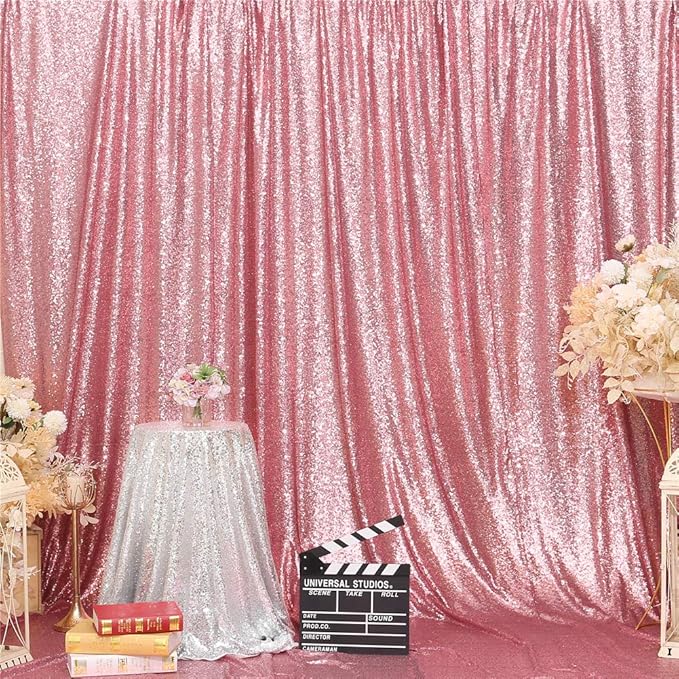 Eternal Beauty Fuchsia Pink Sequin Backdrop, 10x10 Ft Glitter Background Curtains for Shimmer Photography Party Wedding Birthday Back Drop Decor