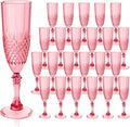 Plastic Champagne Flutes, 24PCS Red Wine Glasses Goblets Cups Reusable Flute, for Weddings Bachelor Parties Toasting and Events(24, Red)