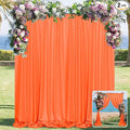 MYSKY HOME Orange Backdrop Curtains for Parties, Weddings, Stage - Light Filtering, Sliding Drapes, 5ft x 10ft, 2 Panels