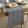 Artoid Mode Dark Grey Farmhouse Woven Rustic Hollow Table Runner, Seasonal Holiday Hollow Kitchen Dining Table Decoration for Home Party Decor 12x120 Inch