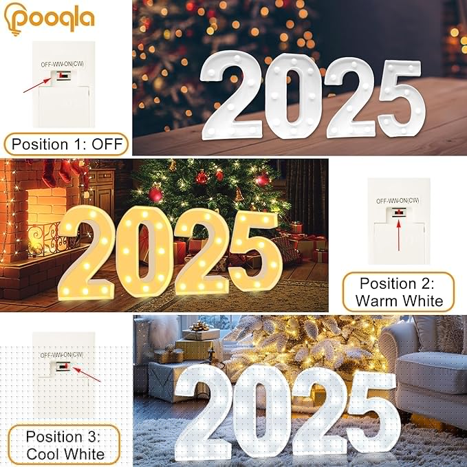 Pooqla LED Light Up Numbers, Warm White and Cool White Decorative Lighted Marquee Numbers, Light Up Numbers for Boys Girls Party, Wedding, Bar, Night Light, Room Decor, Birthday Decoration, Number 0