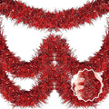 50 Feet Red Christmas Tinsel Garland, Metallic Foil Twist Banner Wall Hanging Tinsel Streamers Backdrop for Parade Floats, Christmas, Mother's Day, Birthday Party Decorations(2in x 50ft)
