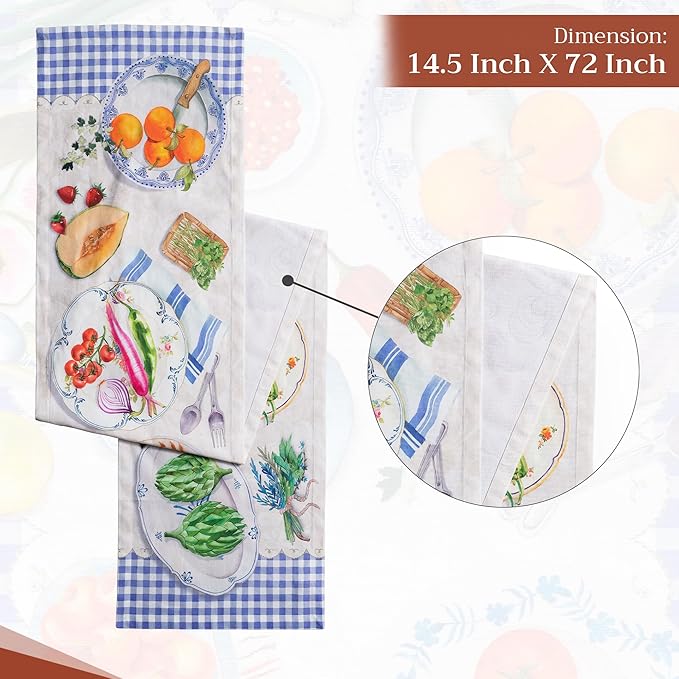 Maison d' Hermine Table runner 100% Cotton Single Layer Table Runners 108 inches long Decorative for Home Kitchen Dining Party Baby Shower Wedding Bridal Shower Spring Summer (Gourmand, 14.50" x 108")