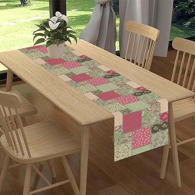 Boho Patchwork Table Runner, Vintage Farmhouse Colorful Wildflowers Bohemian Paisley Flower Print Table Center Decor for Home Kitchen Dining Patio Holiday Party Table Decorations, 13"x108" Inch