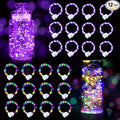 pozzolanas 24 Pack 7ft Waterproof LED Fairy Lights - Battery Operated String Lights with 20 LEDs for Home, Mason Jar, Party, Wedding, Halloween, Christmas Decorations (12 Multicolor & 12 Purple)