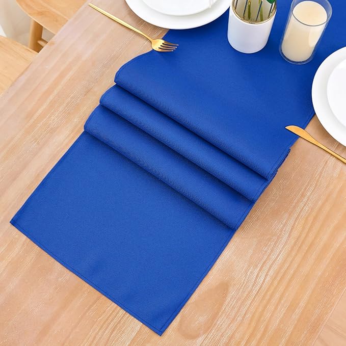 2 Pack Blue Long Table Runner 12 x 108 Inch Solid Color Farmhouse Runners Coffee Table Dresser for Daily Party Home Decoration