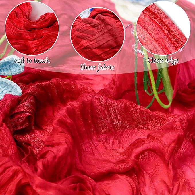 6-Pack Red Cheesecloth Table Runners – 10FT (35x120 Inch) Boho Rustic Gauze Fabric Cheese Cloth Table Runner for Weddings, Baby Showers, Bridal Shower, Farmhouse & Birthday Party Decor