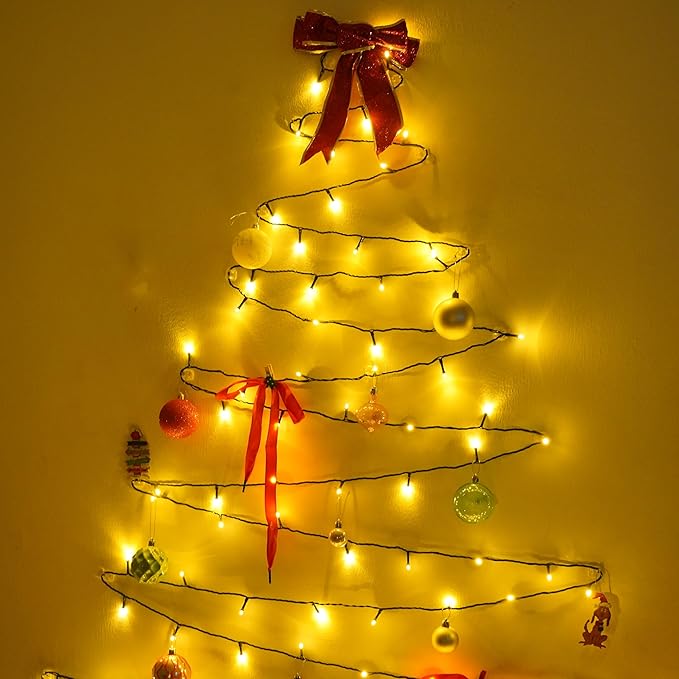 YEGUO 500 LED 165ft Christmas Lights Outdoor Waterproof, Warm White String Lights Indoor, 8 Modes Green Wire Twinkle Xmas Tree Lights Plug in with Memory Timer