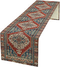 Boho Floral Vintage Table Runner, Red Blue Retro Flower Rustic Country Farmhouse Pattern for Home Kitchen Table Decor Dining Coffee Room Party Decor 13x72in
