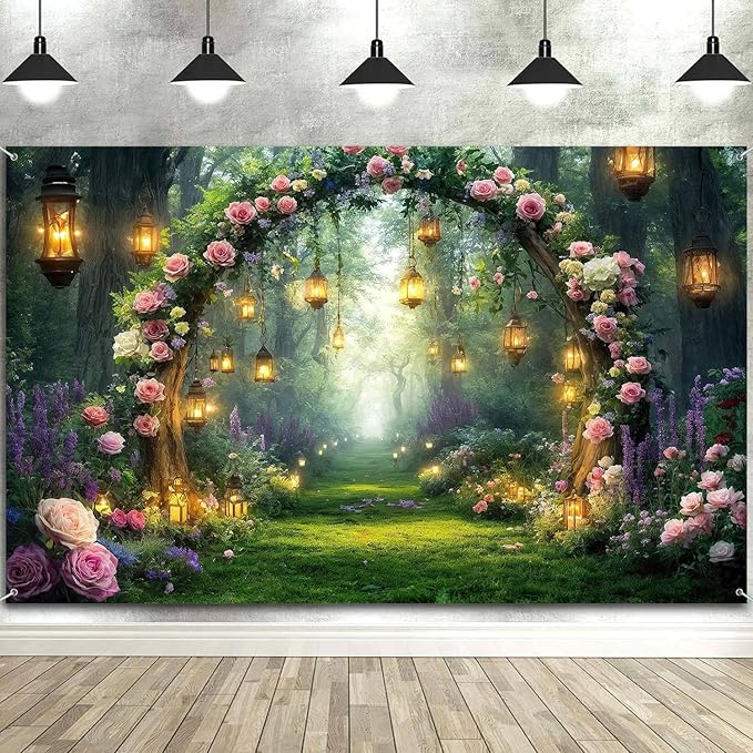 6x6ft Purple Flower Wedding Photography Backdrop Lavender Floral Wedding Bridal Photography Backdrop Anniversary Birthday Baby Shower Girl Party Banner Photo Booth Props Background Wall Decor