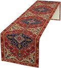 Boho Old French Table Runner, Vintage Red Beige Retro Flower Rustic Country Style Floral Print Pattern for Home Kitchen Table Decor Dining Coffee Room Garden Party Decor 13x60in