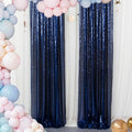 ShinyBeauty Sparkle Backdrop Curtain Navy Blue 2 Panels Set Sequin Photo Backdrop 2FTx8FT Sequin Backdrop Curtain Pack of 2-1220S