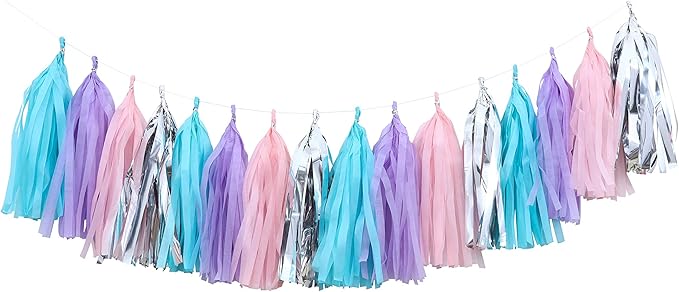 Fonder Mols Mermaid Tassel Garland Tissue Paper Birthday Banner for Under The Sea themed All Events & Parties Occasions Decorations A12