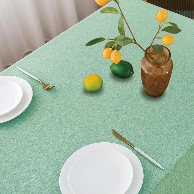 NLMUVW Light Green Linen Tablecloth Rectangle, Sage Table Cloth Farmhouse Textured Table Cover for Kitchen Dining Coffee, 54 X 78 Inch