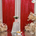 Red Sequin Backdrop Curtains,2ft x 8ft Sequin Photography Backdrop Curtain 2 Panels for Party Decoration, Red