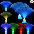 Patelai 10 Pcs LED Fiber Optic Lamp Color Changing Fiber Optic Night Light with Multicolor Glow Decorative Table Centerpiece for Sensory Bedroom Halloween Party Holiday Decorations (Crystal,Clear)