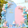 7.2FT 6FT Arch Backdrop Cover for Wedding, Set of 2 Stretchy Spandex Fitted Arch Stand Cover for Baby Shower, Birthday Party Decor, Chiara Backdrop Cover with Double-Sided Design(Pink, Blue)