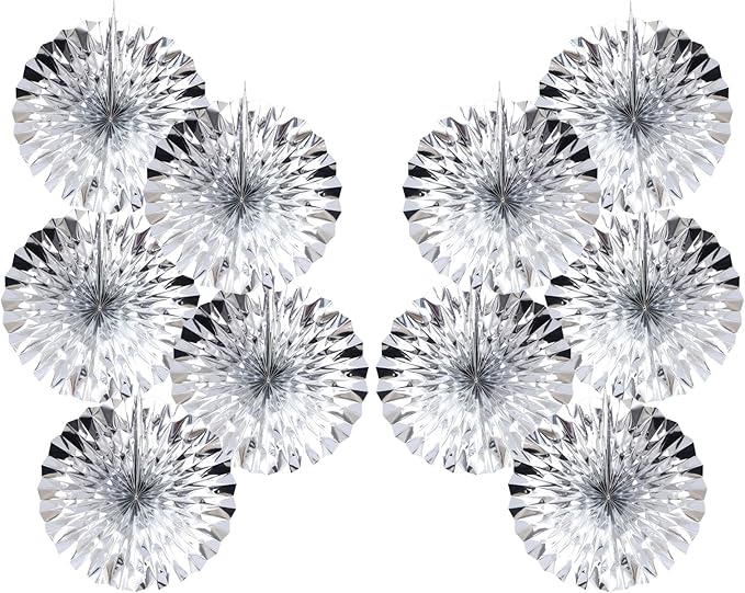 Silver Birthday Decorations,DIY Silver Paper Fans Hanging Decoration ,DecoracióN De CumpleañOs para Hombre,Wedding Decorations for Party 8in,Birthday Decorations for Men 30 Color DIY Set (Silver)