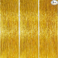 PartyWoo Gold Streamers Curtain Backdrop 3pcs Foil Fringe Curtain 8.2FT Gold Tinsel Fringe Backdrop Photo Booth for Bachelorette Baby Shower Graduation Wedding Birthday Anniversary Party Decorations