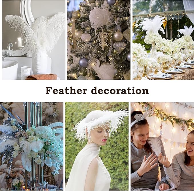 NEWONG 30pcs Blue Purple Ostrich Feathers Natural Bulk 11-14inch(28-35cm) Vase Craft Wedding Home Party Centerpieces Christmas Day Decoration