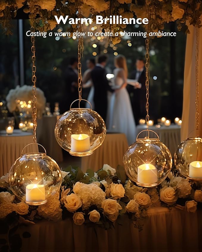 Homemory 48-Pack Novelty Flickering Flameless Tea Lights Candles, 200+Hours Battery-Operated LED Fake Candles for Wedding Table Centerpieces,Proposal,Anniversary, Ivory Base, Ø1.5'' × H1.3''