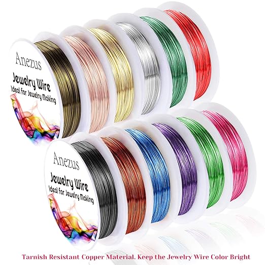 Anezus 12 Rolls Jewelry Wire Craft Wire Tarnish Resistant Beading Wire for Jewelry Making Supplies
