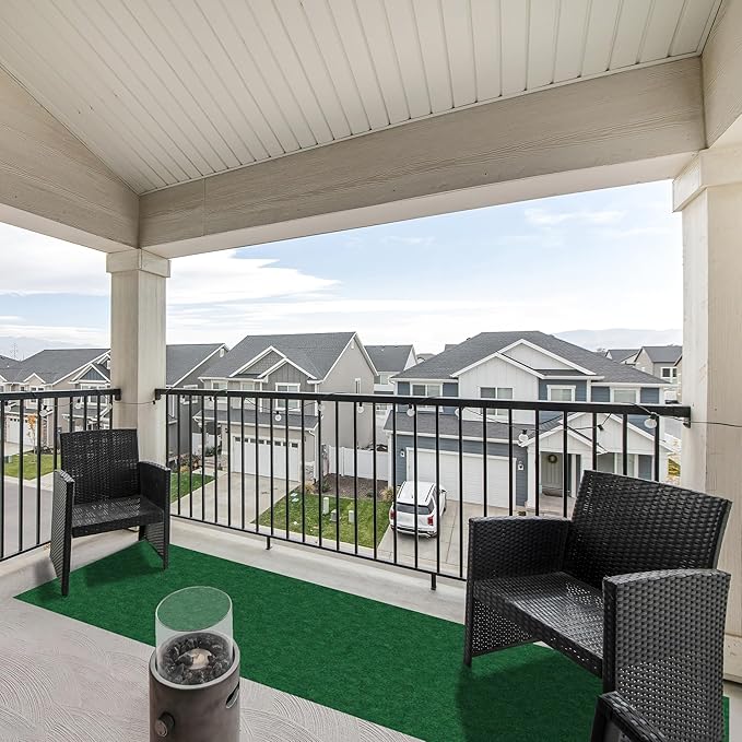 Ottomanson 2' x 7' Hallway Runner with Scraper Pile Extra Durable Non-Slip Rug Mat for Indoor & Outdoor Use - Ideal for Kitchen, Entryway, Patio & Garage - High-Traffic Carpet, Green
