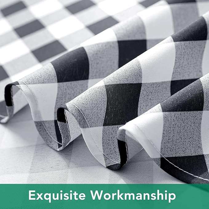 Biscaynebay Fabric Square Tablecloths 54x54 Inch, Black/Grey Scottish Plaid Table Cloth Small Card Folding Table Covers Water Resistant for Dining, Kitchen, Wedding and Parties, etc Machine Washable