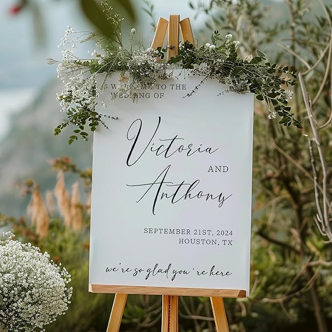 Personalized Wedding Welcome Sign, Customized White Acrylic Sign for Wedding, 3 Optional Sizes, 29 Design Colors - Wedding Plaque for Welcome Sign, Customizable Wedding Décor