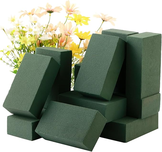 12 Pcs Floral Foam Blocks for Fresh & Artificial Flowers, 5.5" L x 3.1" W x 1.7" H Wet & Dry Green Flower Foam for Indoor Outdoor Floral Arrangements, Foam Bricks for Wedding, Birthdays, Home Décor