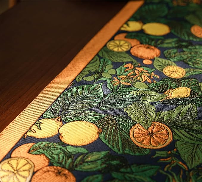 13×72 Inch Table Runner, Retro-Luxury Tassels Series for Kitchen Dining Table Holiday Decoration (Lemon Garden)