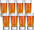 Custom Engraved 2 oz Shot Glass – Personalized Etching – Groomsman & Bridesmaid Gift – Wedding Favor Set of 8