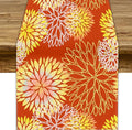 Yellow Floral Table Runner, Chrysanthemum Autumn Spring Summer Vintage Modern Linen Geometric Table Runner for Kitchen Living Room Bedroom Party Holiday, 13x70 Inch