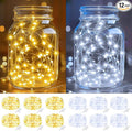 btfarm 12 Pack Fairy Lights Battery Operated, 7FT 20 LED Mini String Lights Waterproof Silver Wire for Mason Jars Centerpiece Table Crafts Bedroom Christmas Decoration, Cool-Warm White