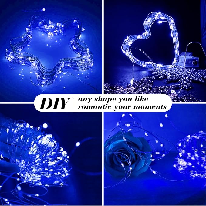 ZGWJ 12 Pack Fairy Lights Battery Operated, 7ft 20 Mini LED Fairy String Lights Silver Wire 3 Modes for DIY, Parties, Wedding, Bedroom, Halloween Christmas Decoration Colorful and Blue