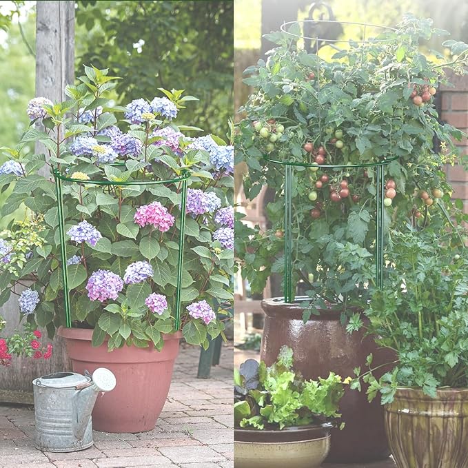 12 Pack 30 inch Plant Support Stakes, Heavy-Duty Half Round Peony Support, Garden Plant Stakes Cage for Outdoor Plants, Peony, Tomato, Hydrangea, (15ln Support +15ln Stainless Extension Tubes)