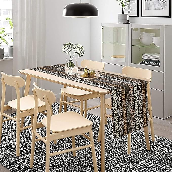Cow Patchwork Print Table Runner, Country Farm Animal Fur Skin Farm Safari Wildlife Pattern Table Runner for Dinner Dinning Home Kitchen Living Room Party Holidays Setting, 13x60 Inch