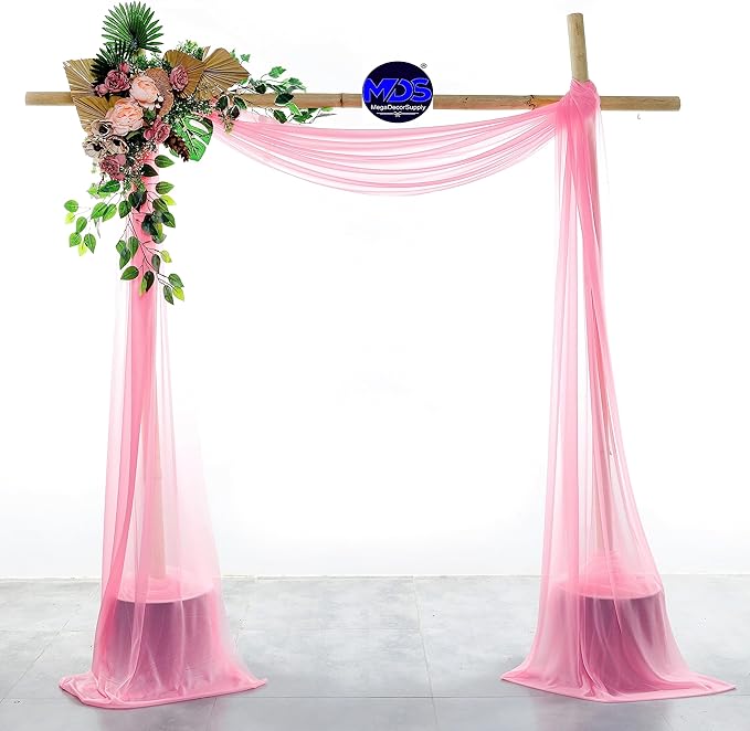 MDS Halloween Chiffon Draping Fabric - 2 Panel, 30" Wide x 75ft Long - Sheer Spooky Arbor & Canopy Drapery for Haunted House Backdrops, Party Ceilings, DIY Costumes & Themed Events - Coral