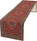 Vintage Boho Floral Table Runner, Rustic Country Farmhouse Red Black Retro Flower Pattern for Home Kitchen Table Decor Dining Coffee Room Party Decor 13x72in