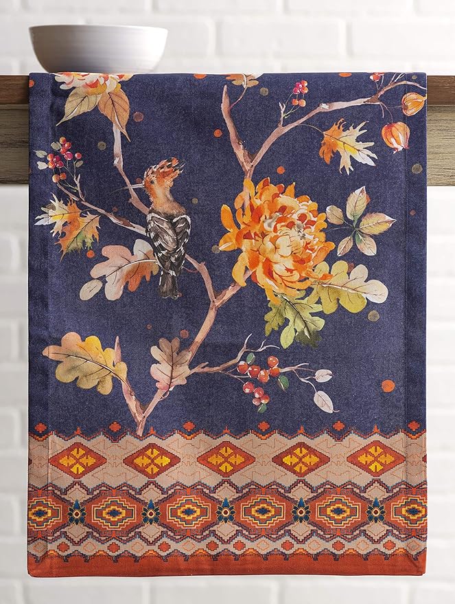 Maison d' Hermine Table Runner 100% Cotton Single Layer Table Runners 60 inches Long for Thanksgiving Christmas Decorations Home Kitchen Dining Party Wedding (Kelim - Infinity, 14.5" x 60")