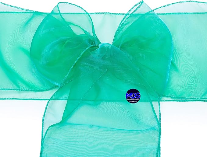MDS Pack of 75 PCS Organza Chair Sashes Wider Dining Chair Bows Ribbon Tie Back for Wedding Party Birthday Bridal Shower Reception Event Banquet Home Chair Cover Decoration - Green