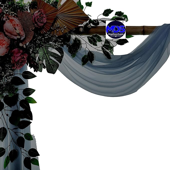 MDS Halloween Chiffon Draping Fabric - 1 Panel, 30" Wide x 50ft Long - Sheer Spooky Arbor & Canopy Drapery for Haunted House Backdrops, Party Ceilings, DIY Costumes & Themed Events - Dusty Blue