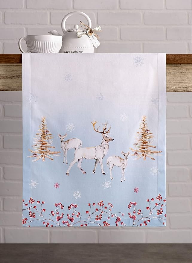Maison d' Hermine Table Runner 100% Cotton Single Layer Table Runners 36 inches Long for Thanksgiving Christmas Decorations Home Kitchen Dining Party Wedding (Fairy Tale Forest, 14.5" x 36")