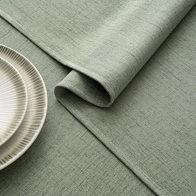 MIULEE Sage Green Linen Tablecloth 52x70 Inch Rectangle Table Cloth Waterproof,Stain Resistant & Wrinkle Resistant for Dining Party Wedding